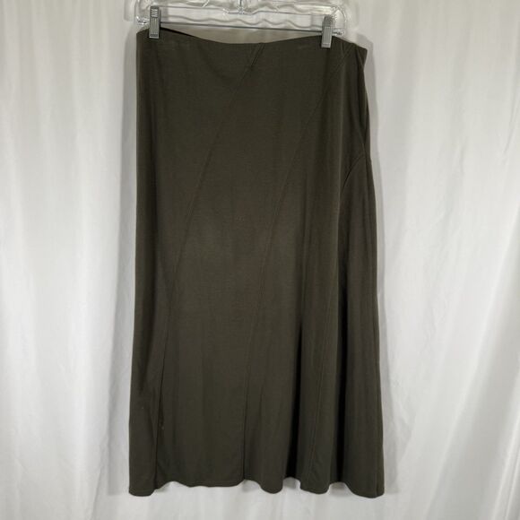 J Jill Midi Skirt Women's Small Green Pull On Elastic Waist Pocketless Modal Bl - Picture 8 of 10